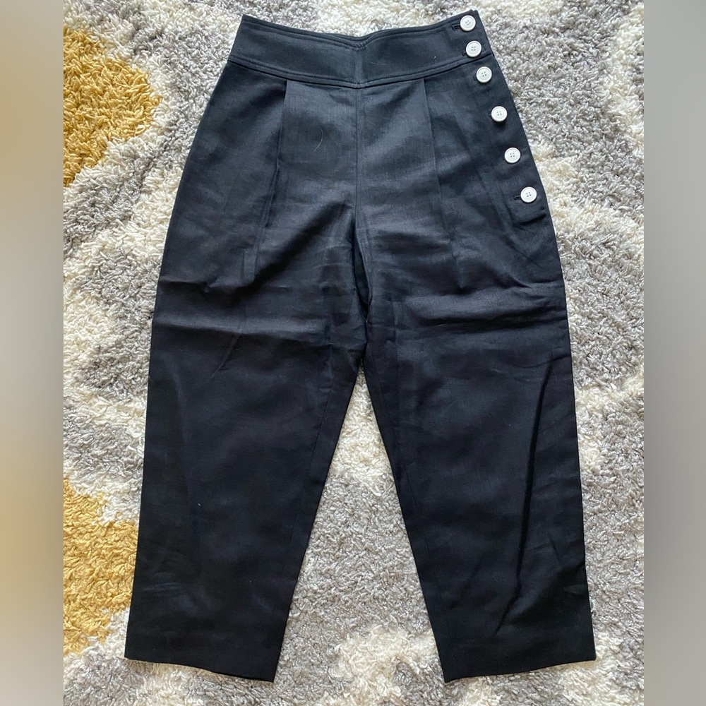 NWOT Club Monaco contrast side button linen blend pant. Size 0